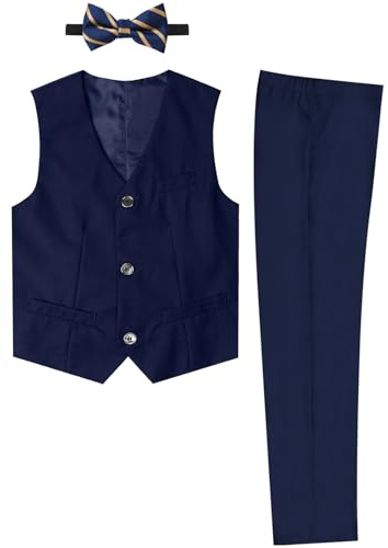 mintgreen Boys' Suits & Blazers, Kids Wedding Outfit Party Formal Pageboy Prom Waistcoat & Trousers & Bow Tie, Midnight Blue, 11-12 Years, Tag 12