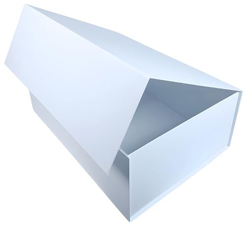 Verpackungswelt Geschenk-Box mit Deckel | 38 x 27 x 14 cm | Magnet-Verschluss | Elegant | Weiß | 1 stück (1er Pack) | Geburtstag, Hochzeit, Geburt, Weihnachten