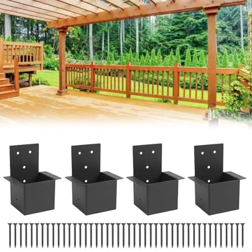 4 staffe per pergola, resistenti staffe angolari per lavori in legno fai da te, base di supporto per cassetta postale per ringhiere