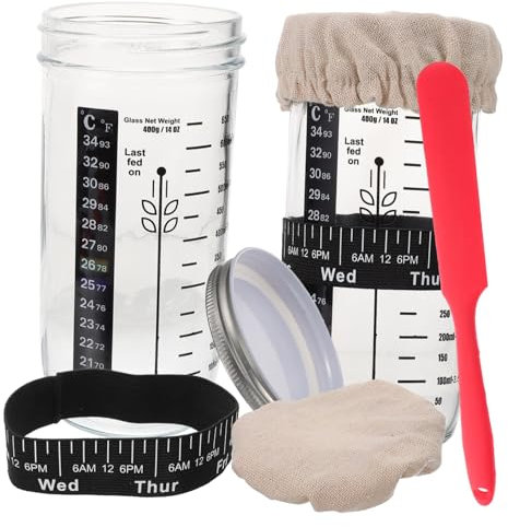 PRETYZOOM 2set Barattoli in Vetro per Bottiglie per Fermentazione Pane Spatole per Cottura del Pane