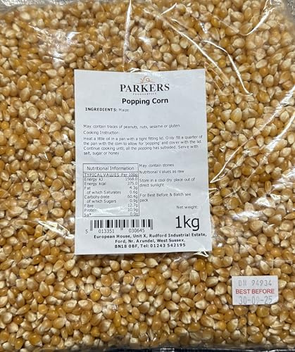Popping Corn 1 kg – Whole Yellow Butterfly Kernels for Fresh Popcorn – by Parkers Foodservice