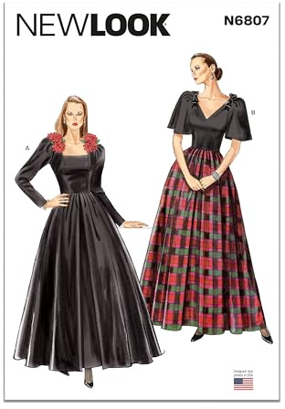 New Look UN6807A Misses' Full Length Special Occasion Evening Gowns Sewing Pattern Packet, Design Code N6807, Sizes 8-10-12-14-16-18