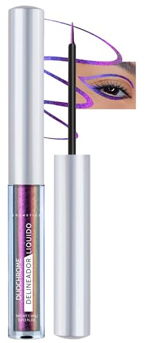 Erinde Chameleon Eyeliner, 2 in 1 Metallic Eyeliner und Eyeshadow, Wasserfest & Langanhaltend, Schnelltrocknend und Wischfest, Hochpigmentiert mit Duochrome Effekt, Ultra Feiner Brush Tip #02