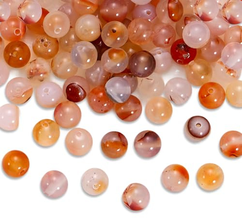 Perline per braccialetti, 100 pezzi, 8 mm, in agata arcobaleno, rotonde, con foro, pietre preziose colorate da infilare per gioielli, bracciali e collane fai da te (fiori rossi)