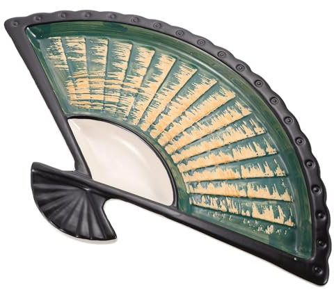 CLISPEED Assiette De Sushis Et Plat De Raviolis 30 Cm en Céramique Verte Multifonction pour Sauce Et Accompagnement Vaisselle Cuisine Et Restaurant