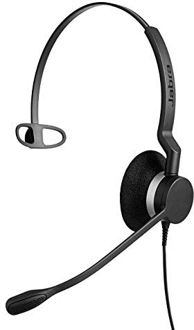 Jabra Biz 2300 USB-A MS On-Ear Mono Headset - Skype For Business Certified Noise-cancelling and Corded Headphone with Call Control Unit for Deskphones and Softphones