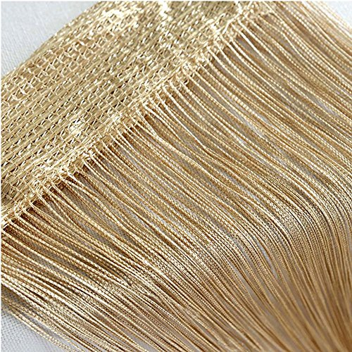 Tür-Vorhang / Wandpaneel mit Fransen, für Fenster, Zuhause, Terrasse, Schlafzimmer, Hochzeit, Restaurant idealer Raumteiler, dekorative Quaste, Polyester, champagnerfarben, 100_x_200_cm