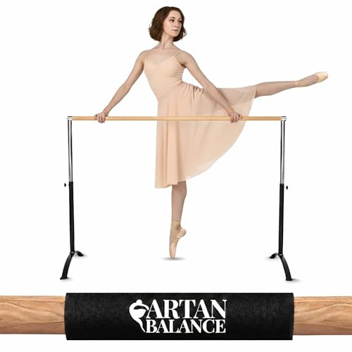 Ballet Barre Portable for Home or Studio, Freestanding Adjustable Bar for Stretch, Balance, Pilates, Dance or Active Workouts, Single or Double Bar, Kids and Adults (Straight Single Bar 5ft)