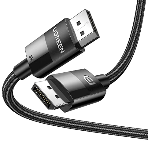 UGREEN 8K Câble DisplayPort 1.4 Câble DP Mâle vers Mâle 8K 60Hz 4K 240Hz 165Hz 144Hz HDR GSync Coton Tressé Compatible avec PC Écran HDTV Carte Graphique RTX 3080 2060 GTX 1660 Projecteur (3M)