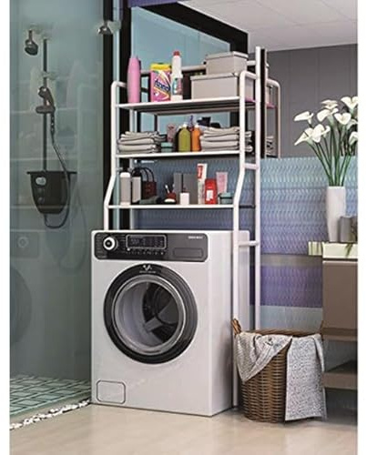 Scaffale da Bagno per lavatrici con 3 Ripiani - Organizzatore salvaspazio per detersivi, ammorbidenti e Accessori
