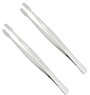 JZK 2 Pinzette per Francobolli e Artigianato, Piccole Pinze a Testa Piatta in Acciaio Inox