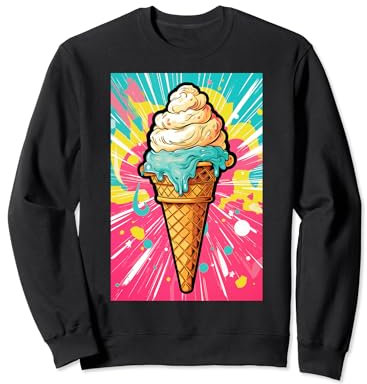 Gaufrier glacé cornet de glace glace pop art vintage rétro glacé café glacé Sweatshirt