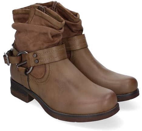 shoes&blues.es 87182 Botin para Mujer, Estilo Biker, Comodo y Elegante, Correa con Hebilla, y Cierre de Cremallera. Kaki Talla 39