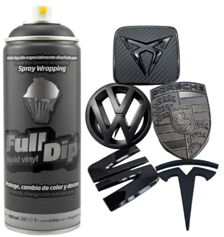 AutoFullCar - Vinyle liquide Full Dip - 1 spray Full Dip noir mat 400 ml - Idéal pour peindre des logos, des badges, des 2 coques de rétroviseurs, des grilles avant, des moulures - Wrapping