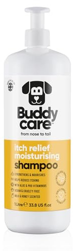 Shampoo Hydratant Anti-Démangeaisons pour Chien par Buddycare | Shampooing Nettoyant en Profondeur | Parfum Lait & Miel | À l’Aloe Vera et Pro-Vitamine B5 (1L)