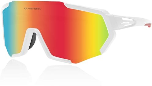 Queshark Gafas de Ciclismo, 32g Ultraligeras | Anti-UV400 | Montura TR90 | Antideslizantes, Gafas de Sol Deportivas para Ciclismo, Running, Conducción, Pesca, Golf y Deportes al aire libre