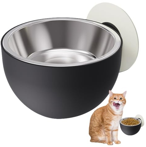 Bol pour chien en acier inoxydable - Nourriture surélevée pour animaux de compagnie - Anti-chute - Bol surélevé avec support mural amovible - Gamelle fixe pour chat - Nourriture pour animaux de