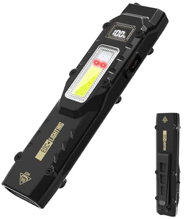 TULIB Flat Flashlight Rechargeable, 880 LM EDC Tactical Flashlight, 13 Mode Dual Light Source, Small Flashlight for Home,Camping,and Emergency Uset
