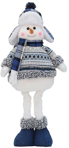 Joygoodta Figuras de muñeco de Nieve, Figuras de muñeco de Nieve, decoración navideña de Felpa con Bufanda, Sombrero, Adorno, Patas Extensibles, decoración para chimeneas