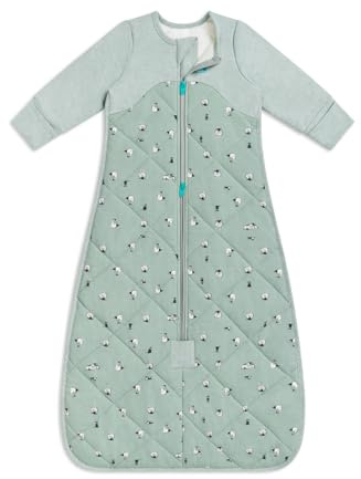 Love To Dream Sleep Bag Warm, 2.5 TOG for Cold Temperatures (16-20°C), Long Sleeve Wearable Blanket & Quilt, Machine Washable Cotton, Olive Lamb's Best Friend, 6-18 months