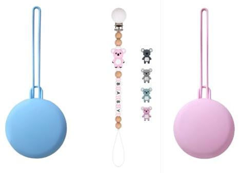Dummy kedja med nappfodral, napphållare, babynappkedja klämma, nappkedja 3D djur pärla nappband flicka och pojke, baby gåva, gåva till födseln (koala)