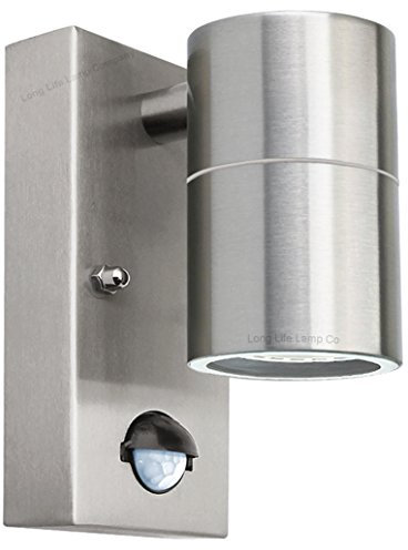 Long Life Lamp Company PIR Outdoor Wall Light Movement Sensor Stainless Steel Single Garden Downlight ZLC09DSEN