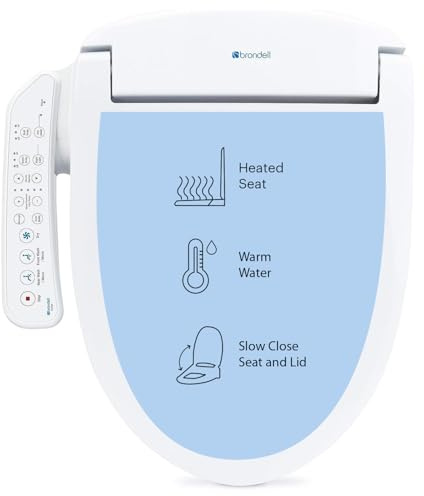 Brondell SE400-EW Swash SE400 Electric Bidet Toilet Seat With Heated Seat, Oscillating Stainless Steel Nozzle, Warm Air Dryer, Night Light, Gentle Close Lid, White Side Arm Control, Elongated