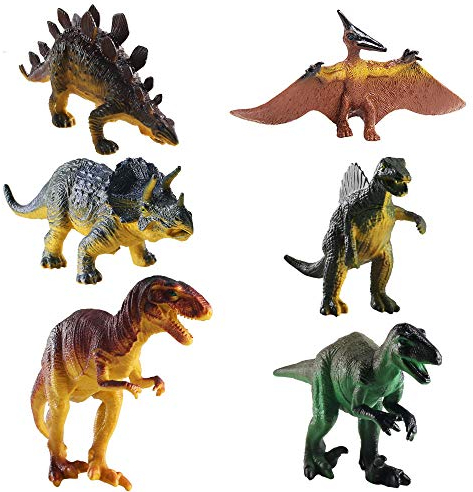 FOGAWA 6Pz Set di Dinosauri Giocattolo per Bambini Mini Dinosauri di Jurassic World Dinosaur Toys Educativo di Stegosauro Giocattolo Include Tirannosauro Jurassic Triceratopo Regalo Giorno dei Bambini
