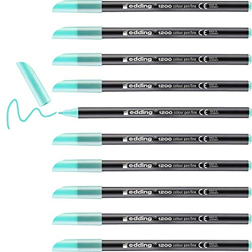Edding 1200-088 - Caja con 10 Rotuladores 1200 con Punta Fina Pastel - 1mm - Menta