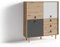 byLIVING Highboard Bill/Wohnzimmerschrank Artisan Eiche Optik hell-braun/Schrank mit 3 Tür und 3 Schubkästen/Sideboard mit Fronten in weiß und grau/Schlaufen-Griffe/B 120, H 135, T 36,5 cm