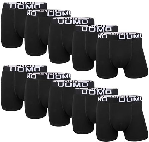 L&K 10er Pack Herren Retroshorts Boxershorts Baumwolle Schwarz Mehrfarbig Unterhose 1116BL XL