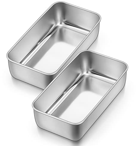 HaWare 2lb Loaf Tin for Baking, Stainless Steel Bread Tins Loaf Pans for Banana Bread/Cake/Loaves/Lasagna, 23.5 x 12.5 x 6.5cm, Healthy & Durable, Oven & Dishwasher Safe - Set of 2