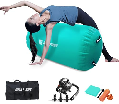 AKSPORT Air Matte Rolle Aufblasbare Air Roller Gymnastik Air Rolle Turnen mit elektrischer Luftpumpe für den Heimgebrauch/Yoga/Cheerleading/Tumbling/Back