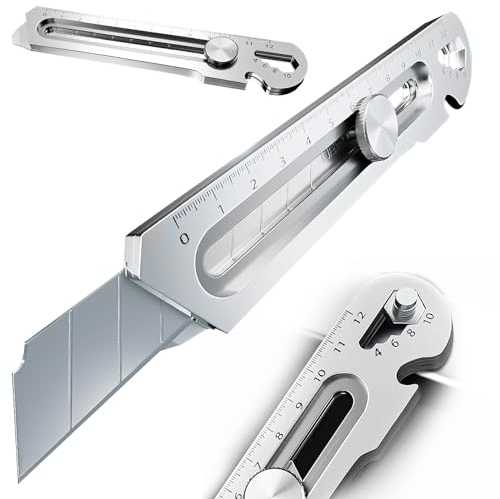 Cutter Pequeño, Cuchillo Multiusos, Cuters Profesionales de Seguridad, Cúter de Cuchillas Separables Estándar de 18 Mm, Cutter Metalico, Apto para Uso Doméstico, DIY