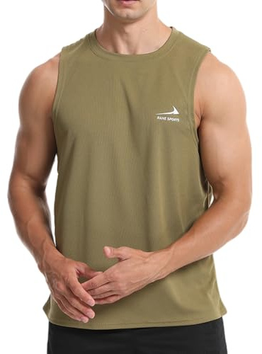 Camiseta de Tirantes para Hombre para Gimnasio Muscular Fitness Entrenamiento Fitness Tanques sin Mangas Verde Militar L