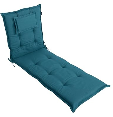 LILENO HOME Cuscino per lettino prendisole [set da 1 lettino] in petrolio – Cuscino per lettino da spiaggia (188 x 60 x 8 cm) MAR