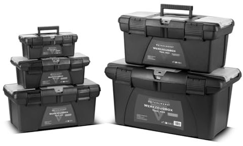 STAHLWERK Toolbox Set mit 5 leeren Werkzeugkisten | Werkzeugbox | Werkzeugkoffer | Werkzeugkasten | Werkzeug-Organizer | 5 in 1 Modul-System mit integrierten Sortimentsboxen