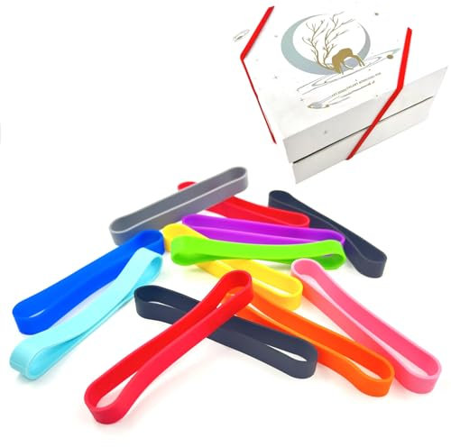QZKJQDD Gummibänder Breit, 10x1cm Gummiringe Dicke, Silikon Gummibänder, Gummiringe breit, Haushaltsgummis Breit, Bunte, Wiederverwendbar, für Bücher Notizbücher Küchenutensilien (12 Stück)