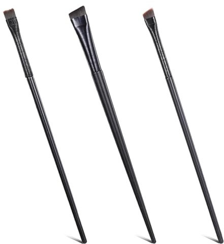 3 Stück Eyeliner-Pinsel, Abgewinkelter Augenbrauen-Pinsel, Abgewinkelter Pinsel für Augenbrauenformung, Lidschatten, Puder, Gel, Creme, Professionelle