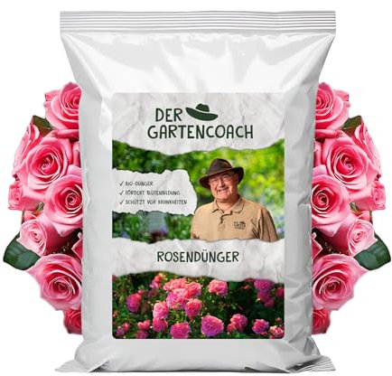Der Gartencoach Rosendünger mit aktivierter Pflanzenkohle I nachhaltig & vegan I mit Mykorrhiza-Pilzen I optimale Ernährung für Blüten und Blätter I organischer Dünger (10 Kilogramm)