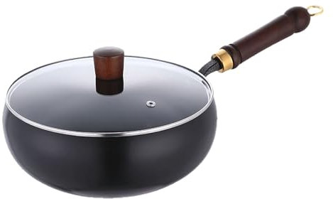 Padella in ferro non rivestita, pentola forgiata a mano, con funzione di ritenzione del calore, piccola padella, pentole tradizionali per diversi stili culinari, padella in ferro battuto (nero 1)