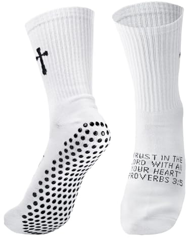 Mikovivi Football Cross Grip Socks, Unisex Anti-Slip Faith Christian Sports Socks for Soccer Basketball Tennis Gym Workouts