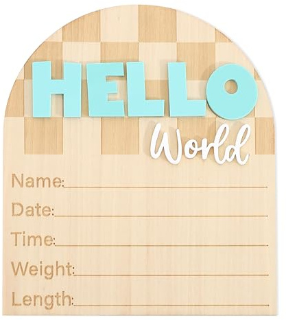 Racing Hello World Bulletin Board - Little Racer Birth Information Record,Fast Race Car Checkered Wooden Board, Newborn Milestone Announcement Sign,Hospital Nursery Racing Card Photo Props.
