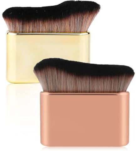 JOOTUEPO 2 Pièces Pinceau Fond de Teint Professionnel Kabuki pour Maquillage du Visage, Pinceau Autobronzant Avec Pinceau, Parfait Pour le Mélange Liquide, Crème ou Poudre Cosmétique Sans Défaut