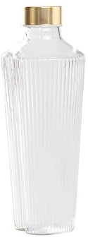 Zafferano Handy - Botella de vidrio borosilicato de 90 cl – Diseño italiano con tapones de oro y plata intercambiables para agua lisa y burbujeante – Caja de regalo ecológica (transparente)
