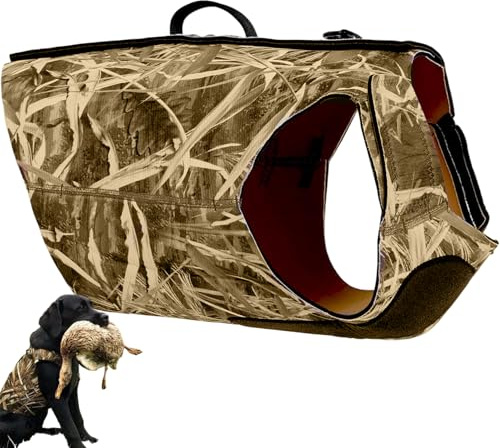 Gilet de sécurité pour Chien, Gilet de Chasse pour Chien, Confort isolé avec poignée, Accessoires Chasse Camouflage pour l'extérieur