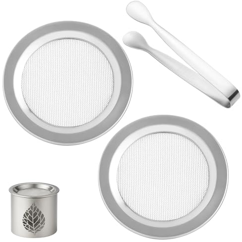 JcvPot Bruciatore di incenso con colino, set da 3 pezzi con filtro per affumicatura e lampada profumata, 2 filtri metallici e 1 pinza per cubetti di ghiaccio, ideale per bruciatore a olio
