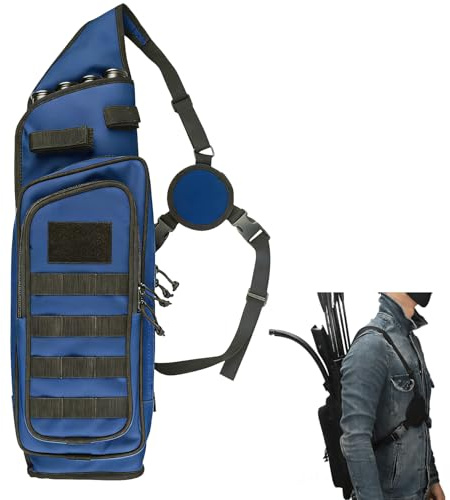 XTACER Multi-Function 4-Tubes Back Field Quiver Training Archery Arrow Quiver for Field Tips Arrows Takedown Bow (Blue)