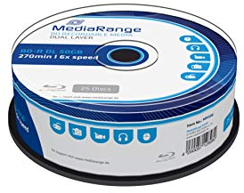 MediaRange BD-R Dual Layer 50GB 6-fache Schreibgeschwindigkeit, 25er Cakebox