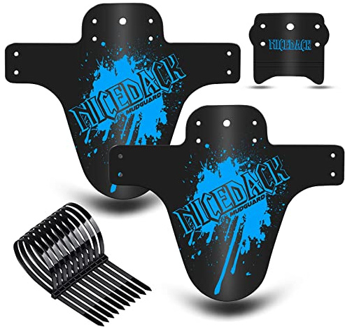 NICEDACK Bike Fender, 2PCS MTB Mud Guard Front and Rear Compatible Bicycle Mud Guard Set Downhill Mountain Bike Mudguard Fits 650B 20 26 27.5 29 inch and Fat Bicycle (Blue)